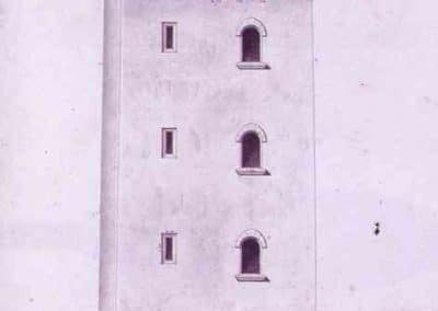 Plan architectural du phare de La Chaume 1854 avec élévation de la Tour d’Arundel