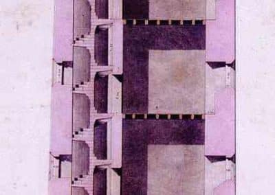 Coupe intérieure du phare de La Chaume montrant structure et escalier de la Tour d’Arundel